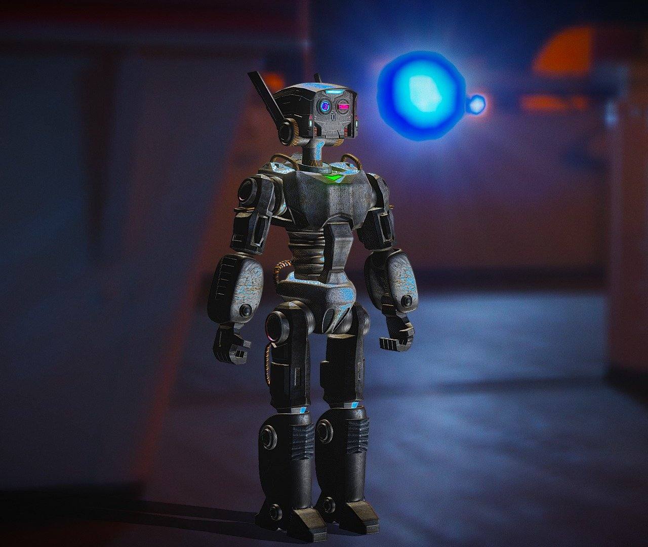 Un robot humanoide trabajando de forma segura junto a un operario en un almacén moderno e iluminado.