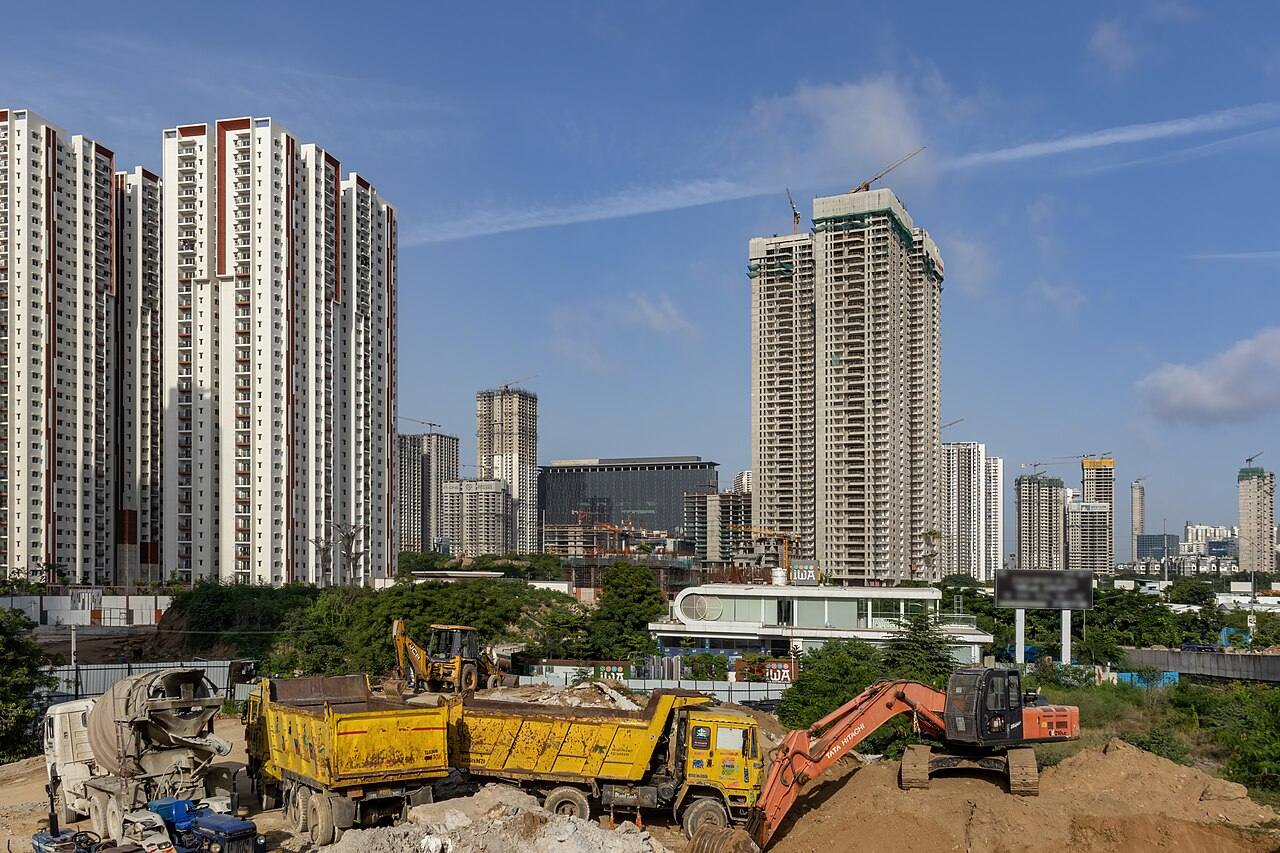 Torres en construcción en el distrito financiero de Hyderabad