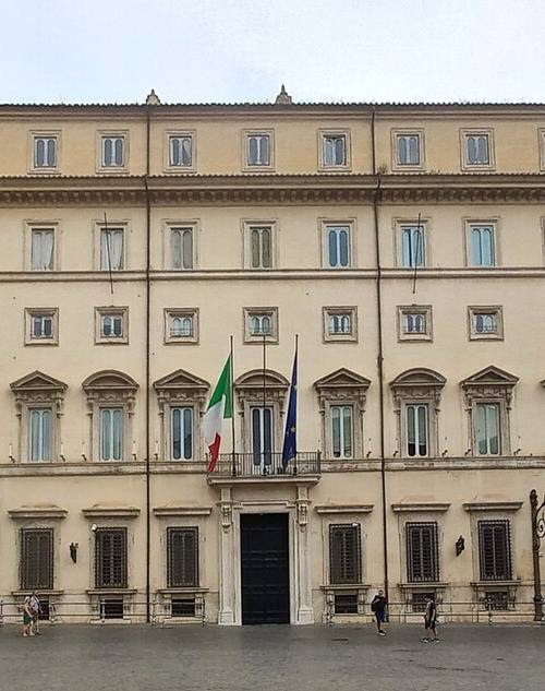 Fachada del Palazzo Chigi, sede del gobierno italiano, en Roma